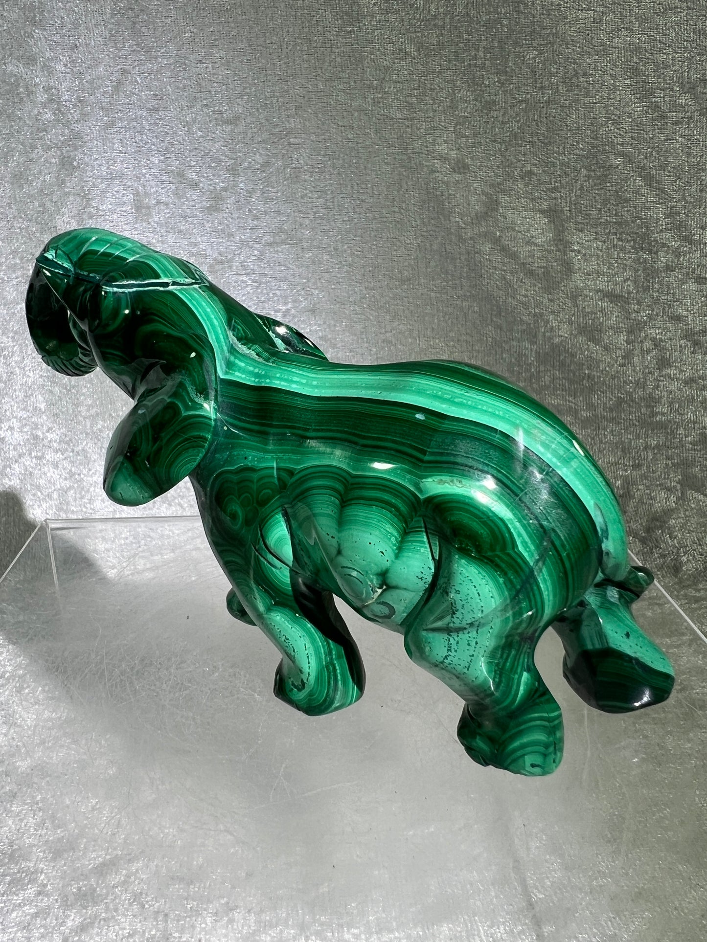 Malachite Elephant Carving From Africa. Amazing Piece Of Art For Your Collection