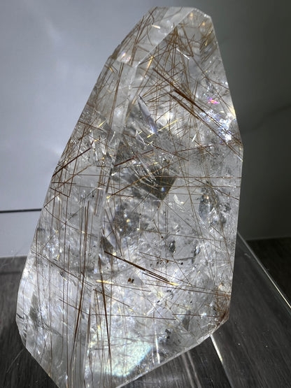 Rutile Quartz Polished Freeform. Stunning Copper And Gold Rutilated Quartz. High Quality Display Crystal