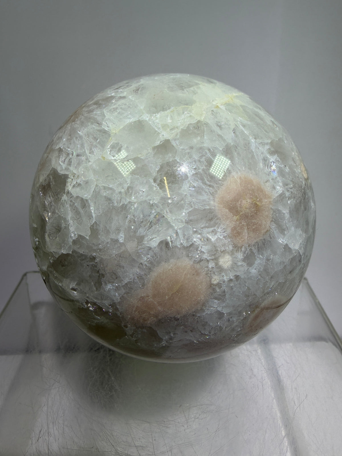 Flower Agate Sphere. 80mm. Amazing Pink Amethyst Flowers. Gorgeous One Of A Kind Display Sphere.