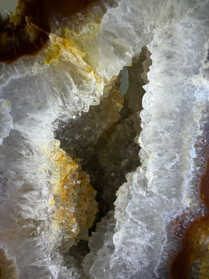 Agate Geode Wings From Brazil. Gorgeous Large Split Geode On A Custom Stand. Amazing Druzy Display Crystal