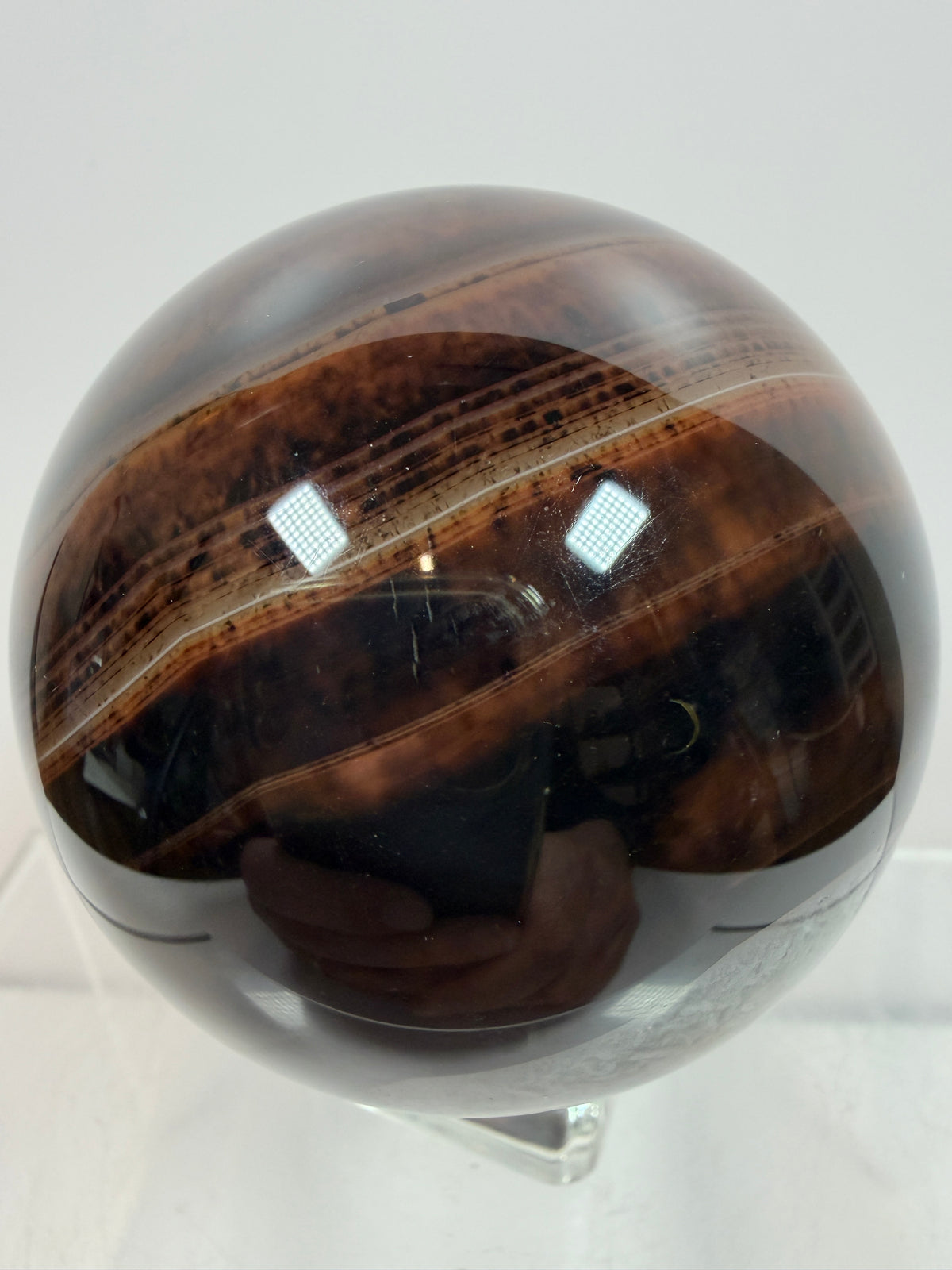 Silk Agate Sphere. 61mm. Gorgeous Banded Agate From Madagascar. Stunning Colors And Patterns On This Display Sphere.