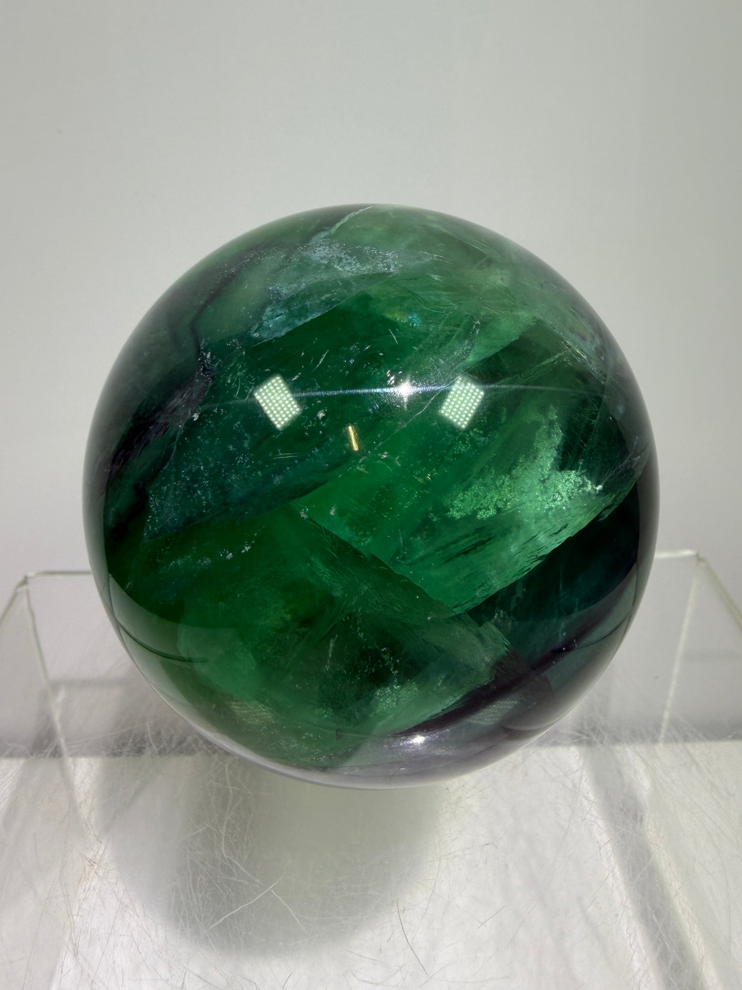 Green-Blue Fluorite Sphere. 63mm. Beautiful Display Sphere With Big Rainbows. Stunning Color Combinations