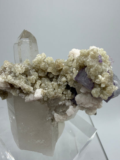 Clear Quartz And Fluorite Display Specimen. World Famous Yaogangxian Cluster. Beautiful Porcelain Fluorite Cubes. High Quality Mineral Specimen.