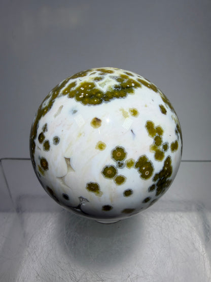 Ocean Jasper Sphere. 49mm. Gorgeous Sugar Druzy. Stunning Rare Display Sphere.