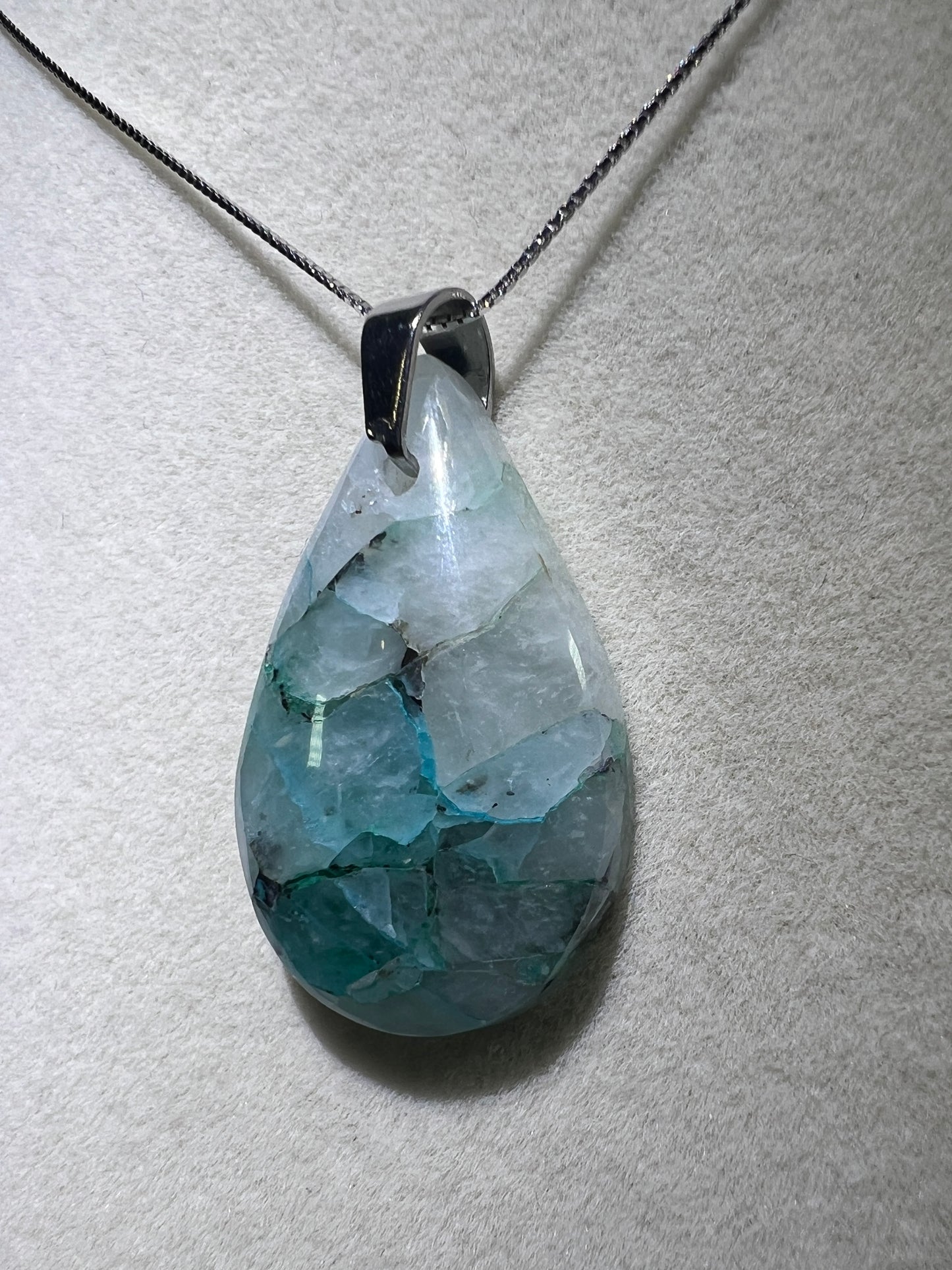 Quantum Quattro Crystal Pendant. High Quality Rare Necklace From Peru. Gorgeous Color Combination. S925 Silver Necklace Included