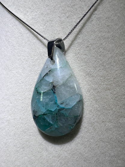 Quantum Quattro Crystal Pendant. High Quality Rare Necklace From Peru. Gorgeous Color Combination. S925 Silver Necklace Included