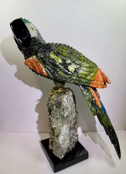 Hand Carved Crystal Parrot From Peru. Extra Large High Quality Display Crystal. Hand Crafted By Local Artisans