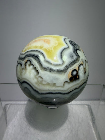 Banded Zebra Calcite Sphere. 55mm. Gorgeous Calcite Display Sphere. Rare Colors With Stunning Patterns