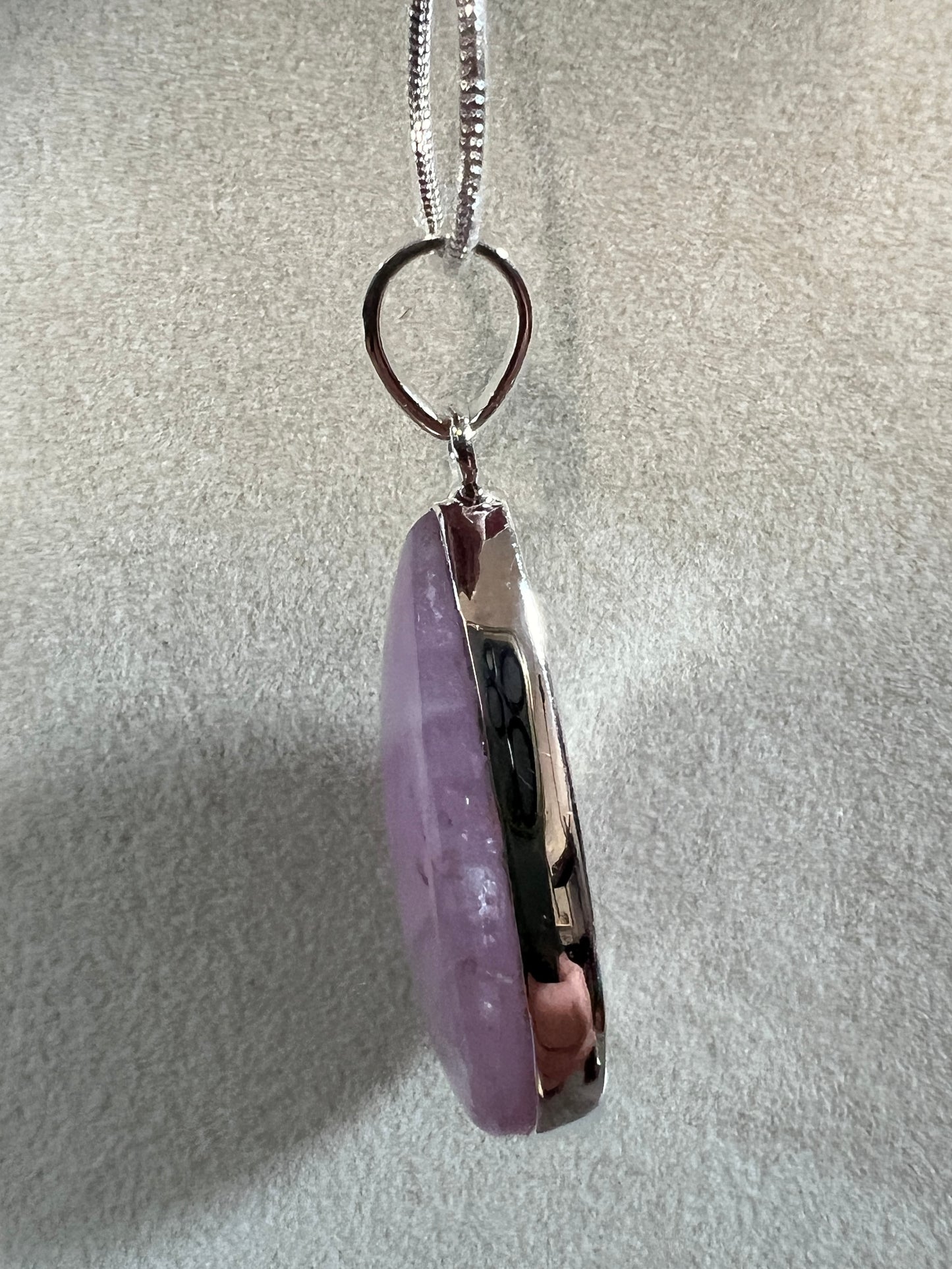 Kunzite Crystal Pendant. Beautiful S925 Silver Crystal Jewelry. Amazing Colors With Great Flash!