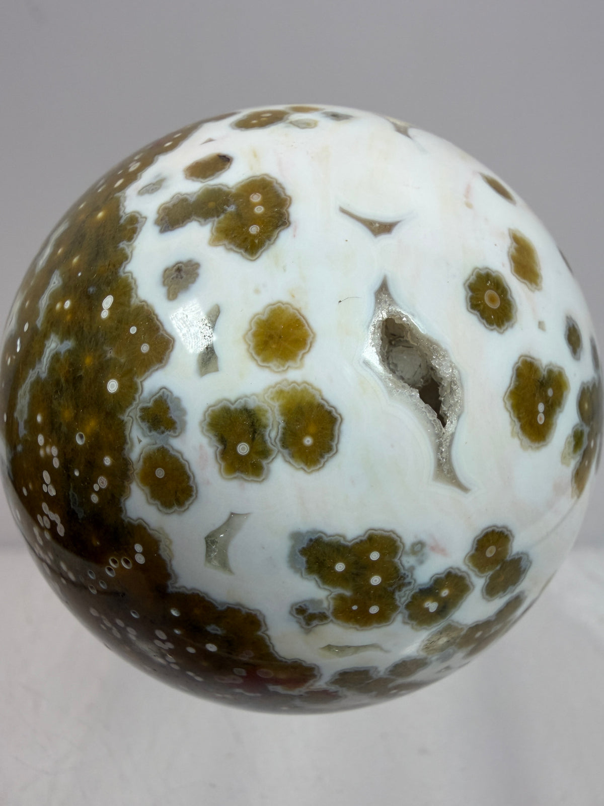 Ocean Jasper Sphere. 49mm. Gorgeous Sugar Druzy. Stunning Rare Display Sphere.
