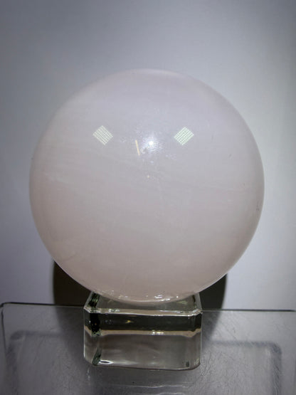 Mangano Calcite Sphere. 70mm. Very Intense Orange UV Reaction. Large High Quality Display Crystal.