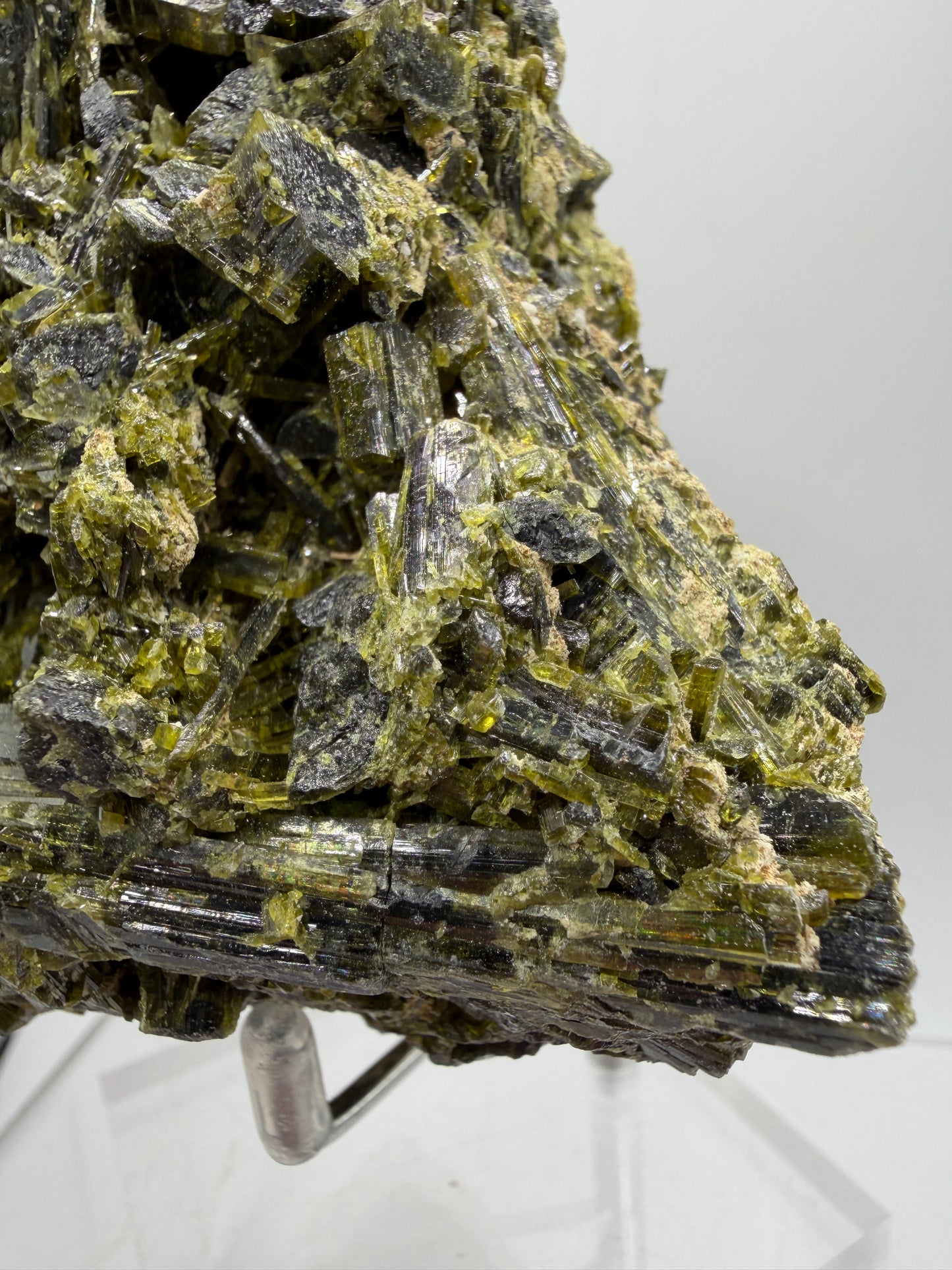 Green Tourmaline Cluster. Gorgeous Rare Tourmaline Specimen From Madagascar. Amazing Mineral Display Crystal.