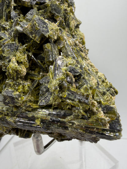 Green Tourmaline Cluster. Gorgeous Rare Tourmaline Specimen From Madagascar. Amazing Mineral Display Crystal.