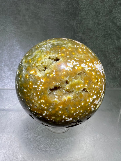 Ocean Jasper Sphere. Beautiful Sugar Druzy Sphere. High Quality Amazing Display Crystal