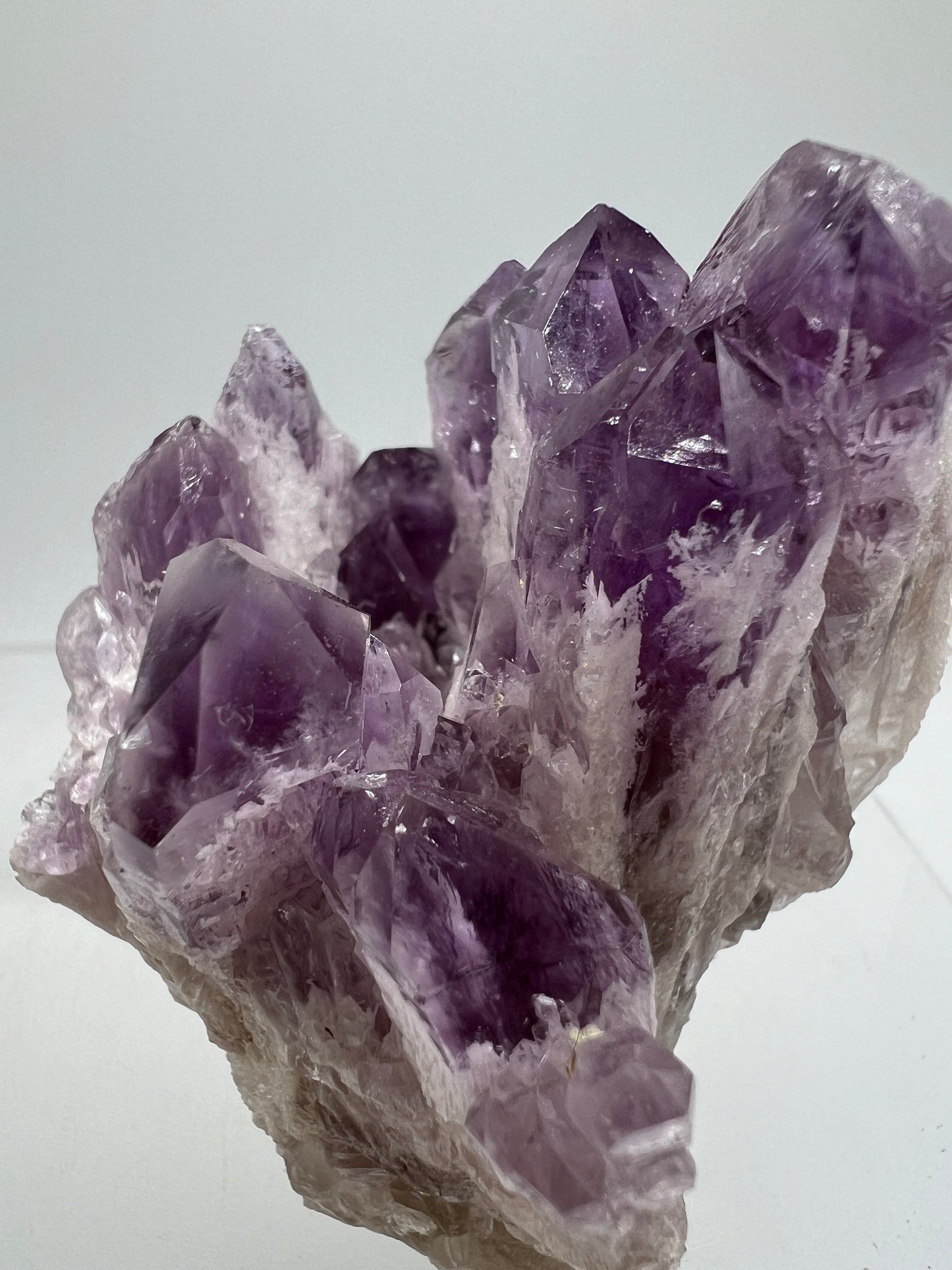 Sugar Amethyst Cluster. Beautiful Shades Of Lavender With White Druzy Quartz. Beautiful Rare Amethyst Specimen From Zambia
