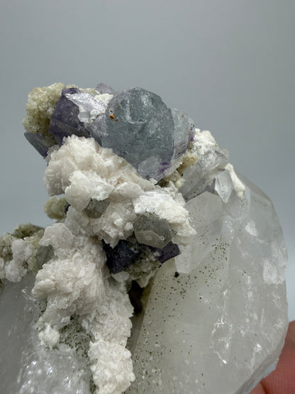 Clear Quartz And Fluorite Display Specimen. World Famous Yaogangxian Cluster. Beautiful Porcelain Fluorite Cubes. High Quality Mineral Specimen.
