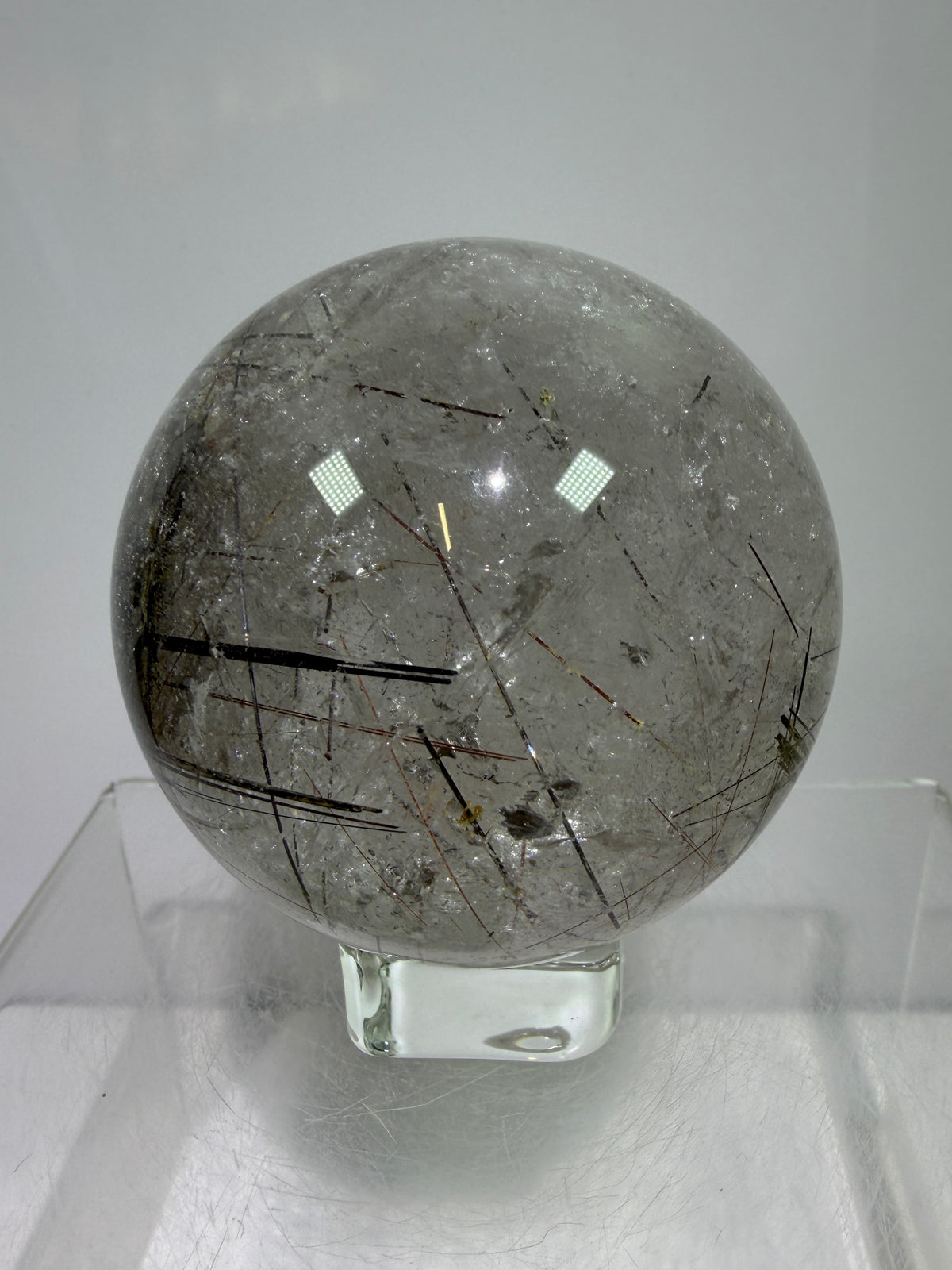 Rutile Quartz Sphere. 65mm. Crazy Rutile Plate Inclusion. High Quality Golden Rutilated Quartz.