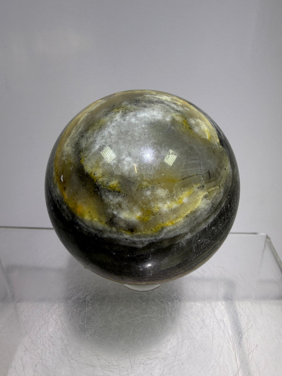 Banded Agate Sphere From Brazil. 57mm. Rare Colors And Patterns On This High Quality Display Sphere