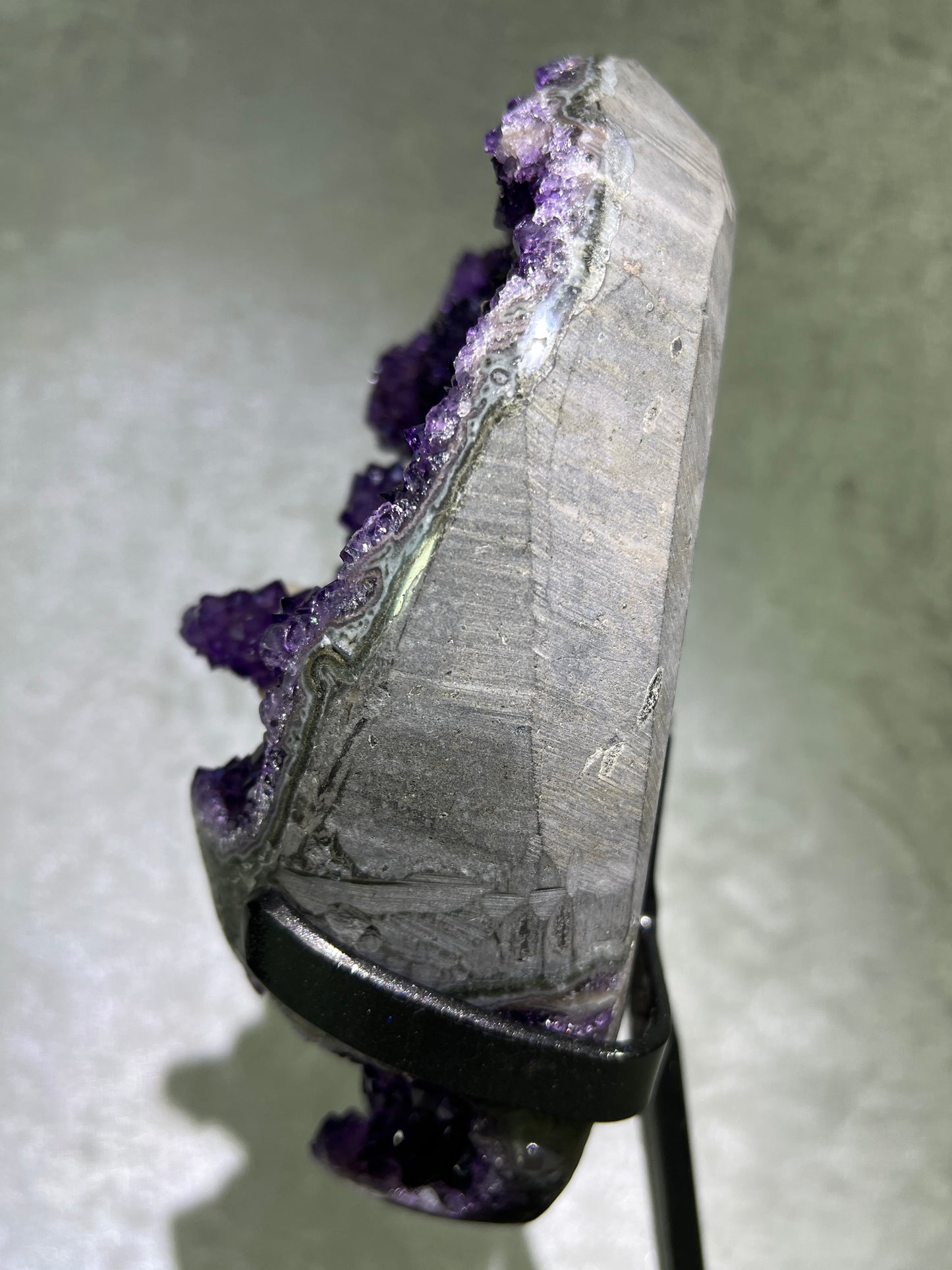 Amethyst And Calcite Geode. World Class Uruguayan Specimen. Gorgeous AA Quality Statement Piece! Custom Made Stand