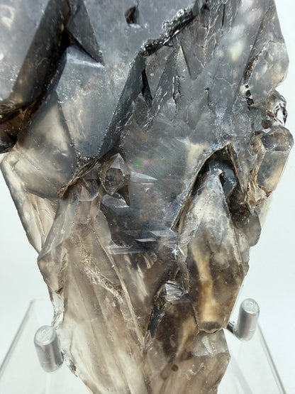 Elestial Quartz Specimen. High Quality Smoky Quartz Cluster. Amazing Colors, Excellent Windows, And Gorgeous Rainbows!