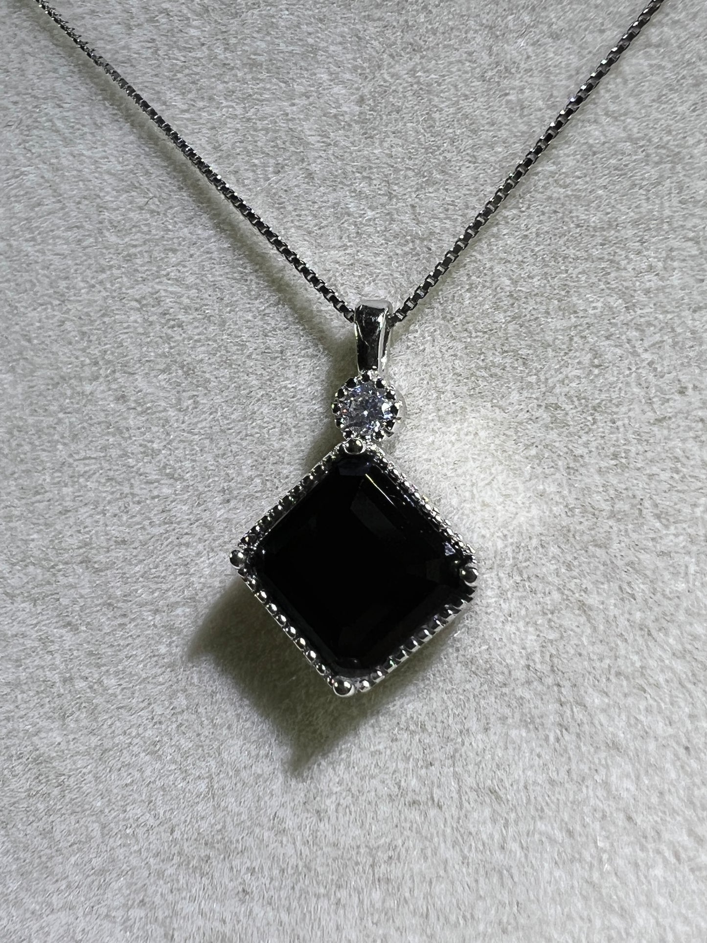 Black Spinel Crystal Pendant. S925 Silver Setting And Necklace. High Quality Gorgeous Necklace.