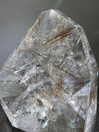 Rutile Quartz Polished Freeform. Stunning Copper And Gold Rutilated Quartz. High Quality Display Crystal