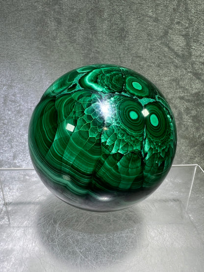 Malachite Crystal Sphere. 72mm. Gorgeous Large Druzy Malachite. Very High Quality Rare Display Sphere.