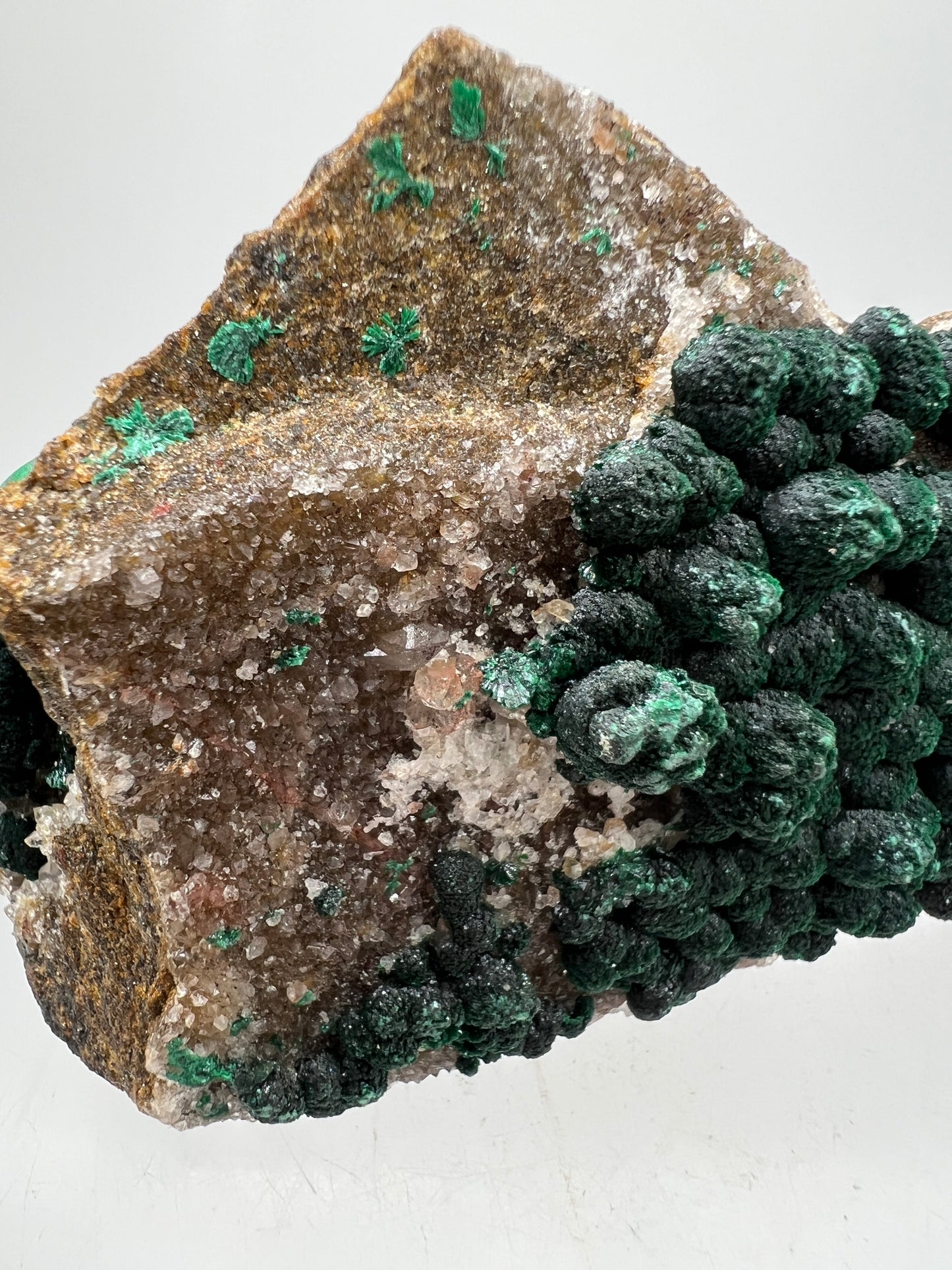 Ball Malachite On A Flashy Dolomite Matrix. Stunning Rare Malachite From Congo. Amazing Mineral Display Specimen.