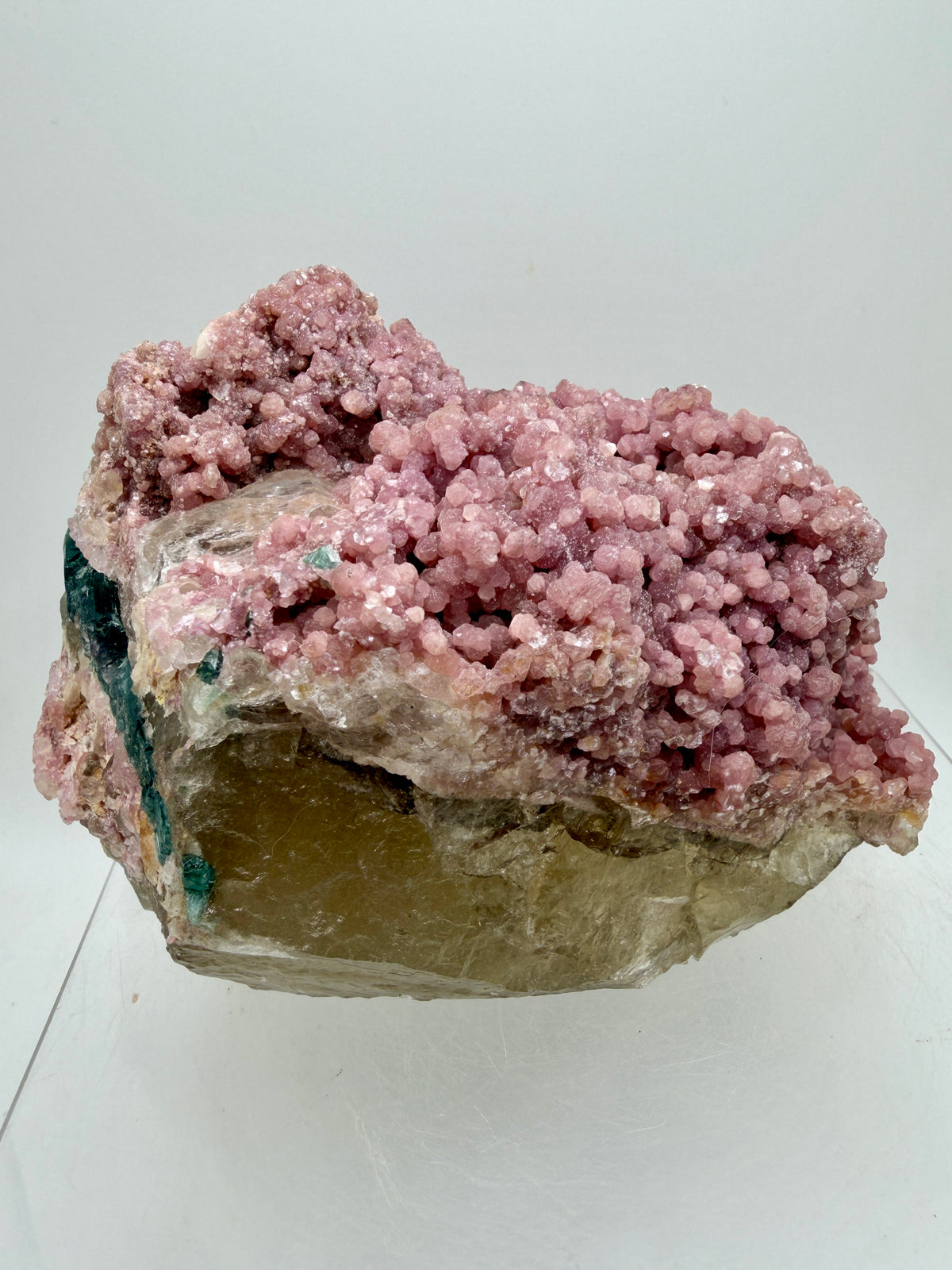 Pink Botryoidal Lepidolite And Tourmaline On A Citrine Matrix. Very Rare High Quality Specimen From Brazil. Gorgeous Large Pink Grape Agate