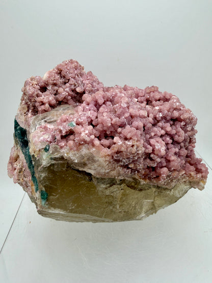 Pink Botryoidal Lepidolite And Tourmaline On A Citrine Matrix. Very Rare High Quality Specimen From Brazil. Gorgeous Large Pink Grape Agate