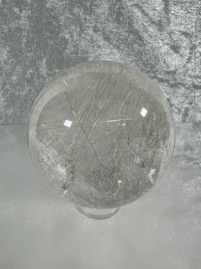 Rutile Quartz Sphere. Beautiful Rare Golden Rutilated Quartz. Stunning Display Sphere