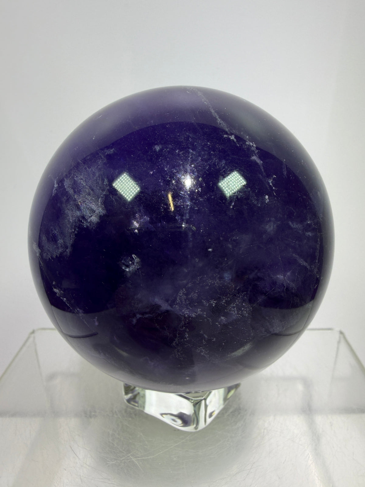 Purple Fluorite Sphere. 71mm. Stunning Purple Fluorite With Rainbows. Amazing Rare Color Display Sphere.