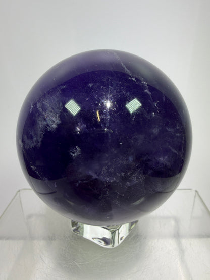 Purple Fluorite Sphere. 71mm. Stunning Purple Fluorite With Rainbows. Amazing Rare Color Display Sphere.