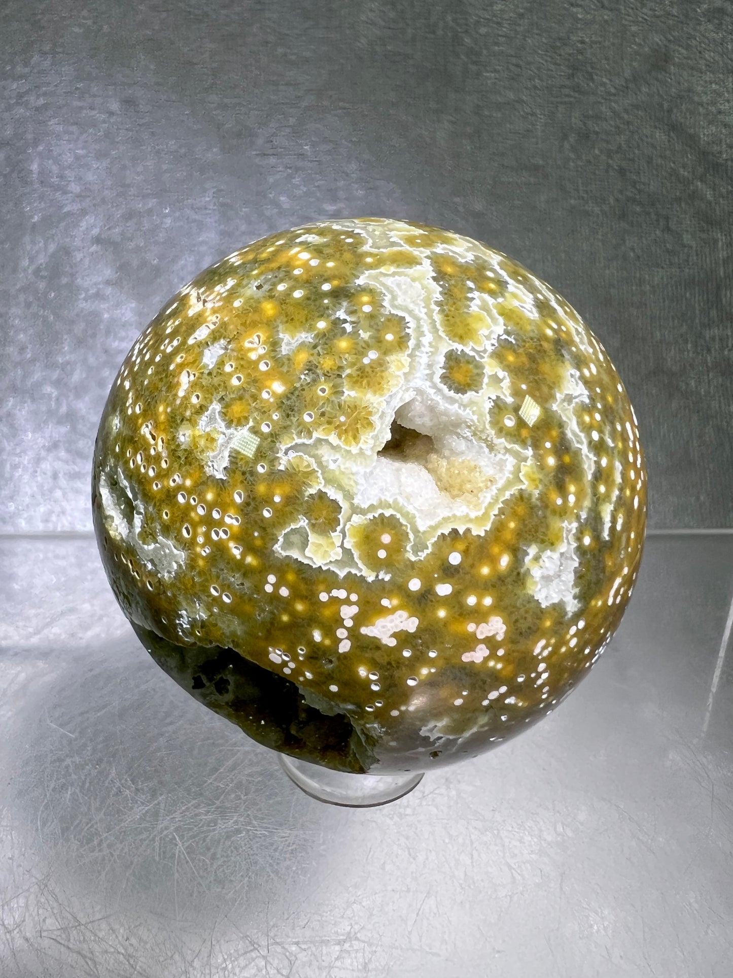 Ocean Jasper Sphere. Beautiful Sugar Druzy Sphere. High Quality Amazing Display Crystal