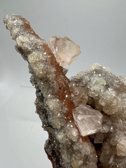 Silver Diamond Calcite Specimen. Amazing Silver And Red Druzy Flash! Beautiful Calcite Cluster On Matrix. High Quality Display Piece