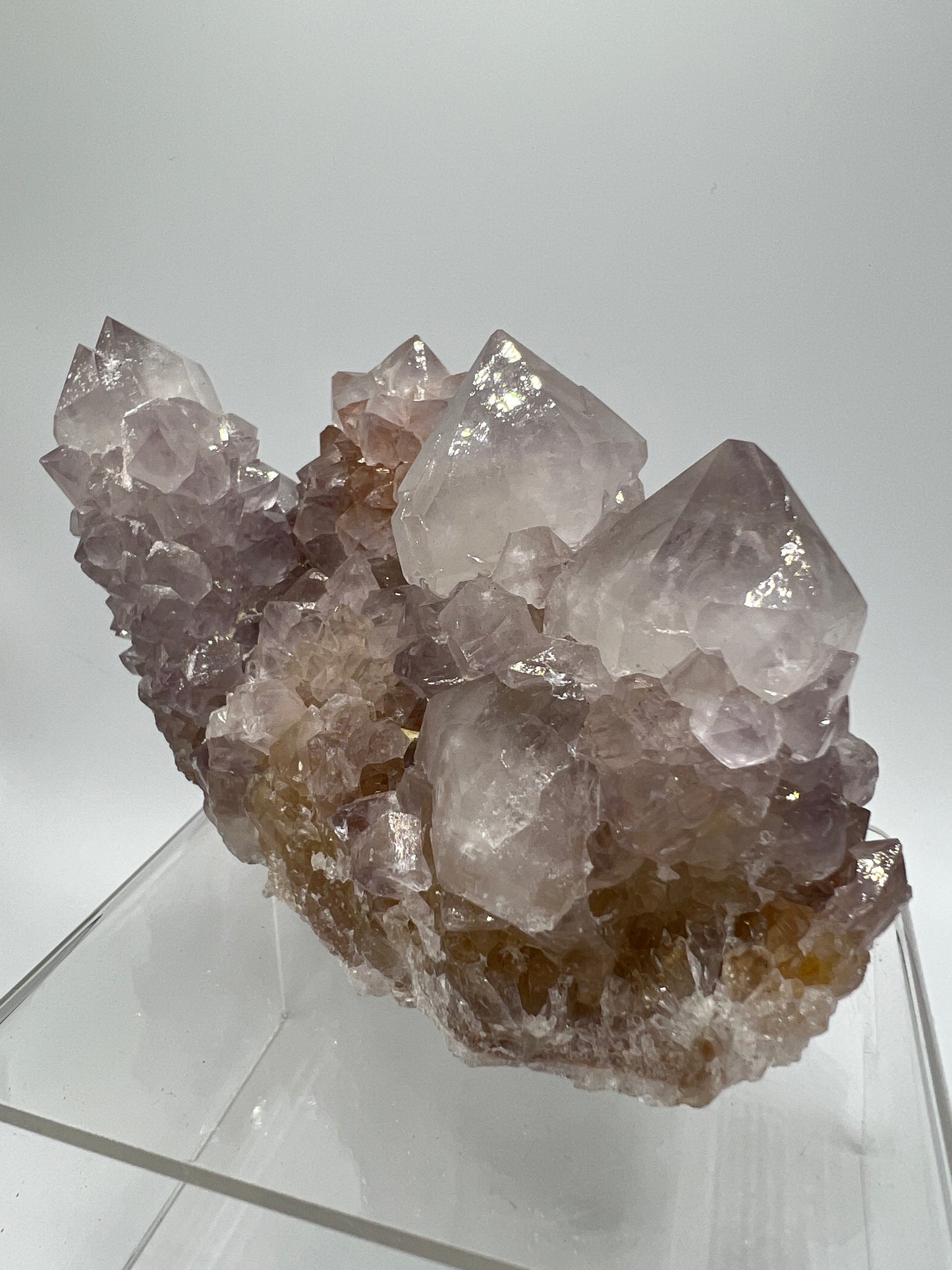 Spirit Quartz Cluster. Very High Quality Mineral Specimen. Amazing Points With Hematite Inclusions. Beautiful Cactus Quartz, Fairy Quartz From South Africa.