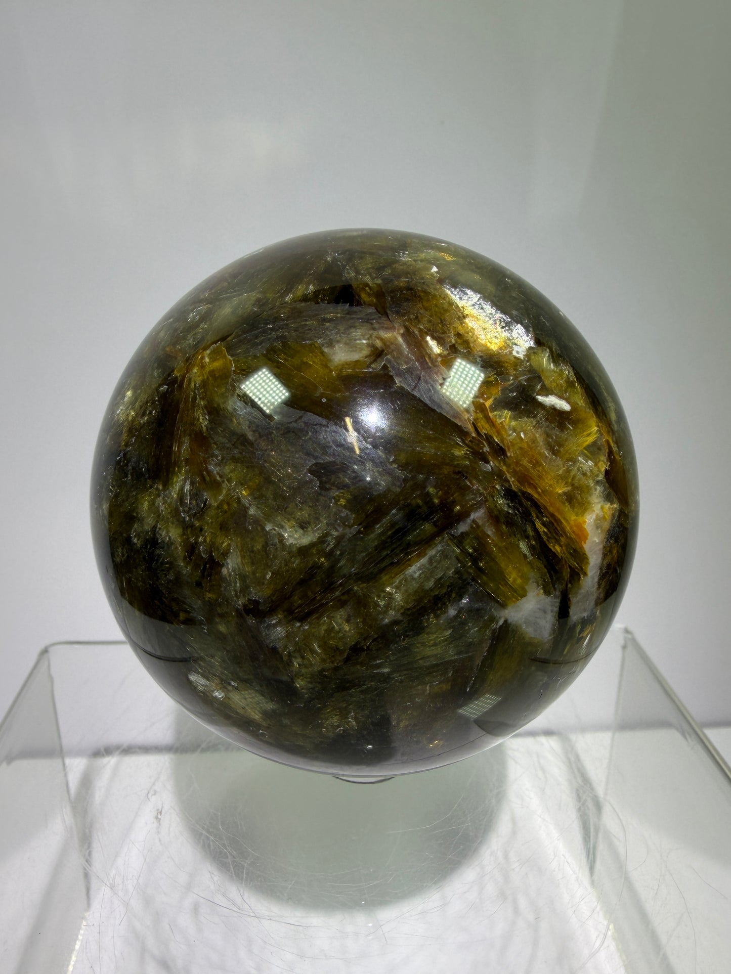 Golden Mica Sphere. 74mm. Rare Mica Display Sphere. High Quality With Lots Of Flash