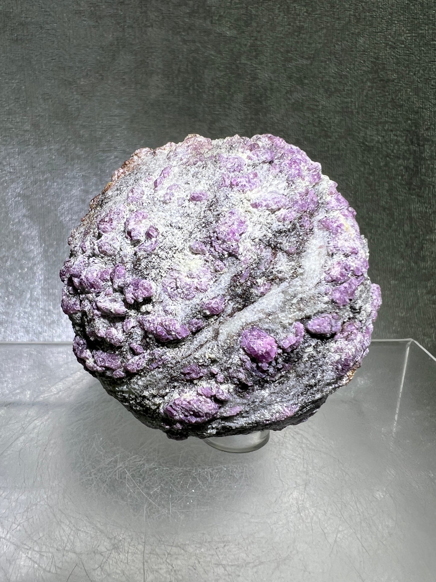 Plum Blossom Tourmaline Raw Sphere. 64mm. Very Unique and Eye Catching. One Of A Kind Display Sphere.