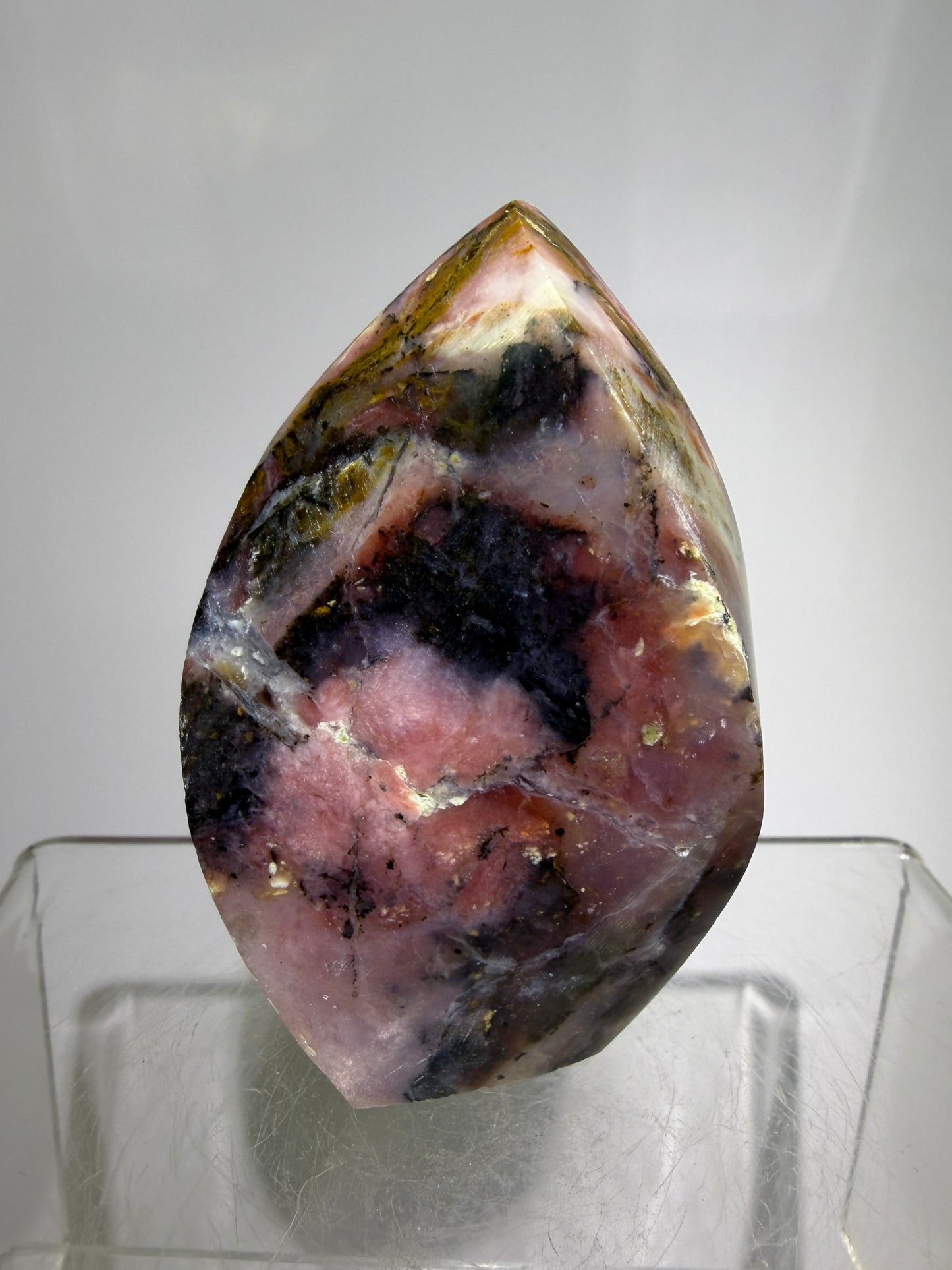 Strawberry Pink Opal Flame From Peru. Gorgeous Bright Colors And Patterns. Rare Display Crystal.