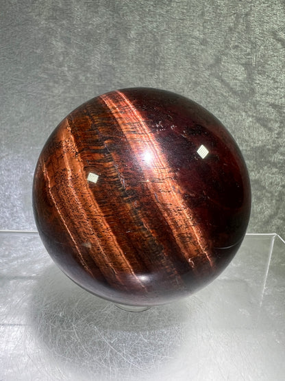 Red Tigers Eye Sphere. 70mm. Stunning Red And Gold Flash! Gorgeous Display Sphere!
