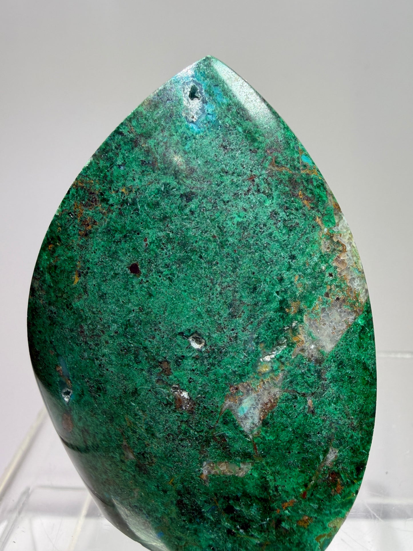 Chrysocolla And Malachite Flame From Peru. Stunning Display Crystal. High Quality Flame With Gorgeous Colors.