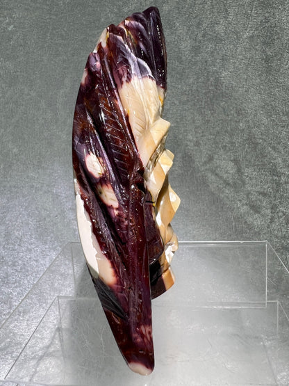 Mookaite Crystal Skull Carving. High Quality Crystal Indian Skull. Amazing Piece Of Art.