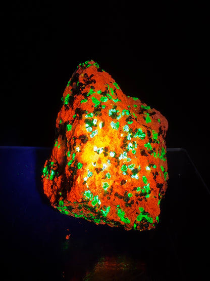 Franklinite, Willemite, And Calcite UV Specimen. Beautiful UV Reactive Crystals With Stunning Colors. High Quality Display Crystal