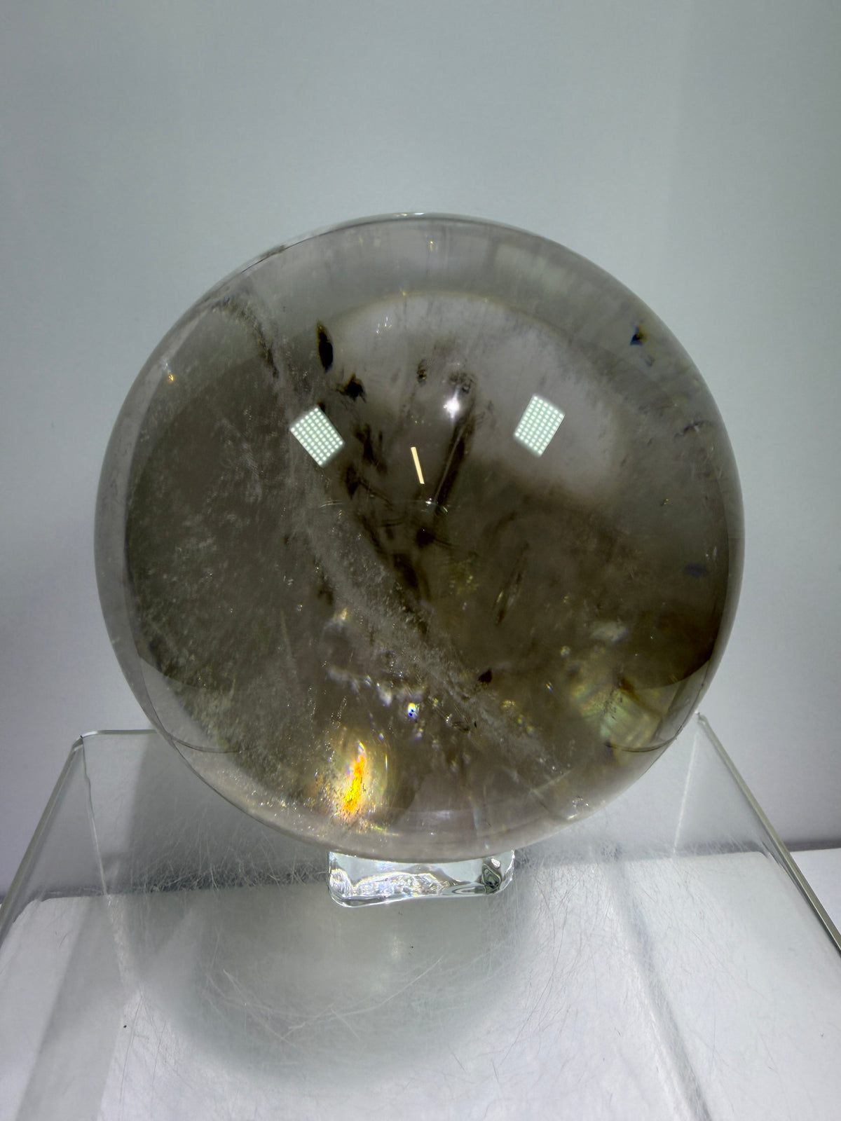 Rutile Quartz Sphere. 82mm. Stunning Large Display Sphere. Gorgeous Light Smoky Rutile Quartz