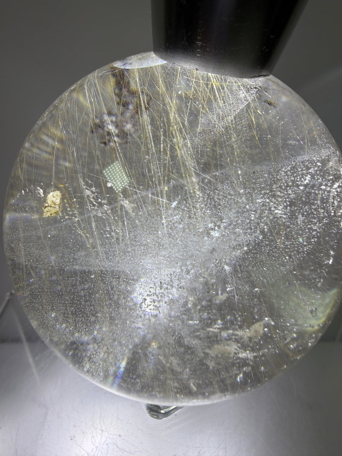 Rutile Quartz Sphere. 68mm. Rare Rutilated Quartz With Lodolite And Pyrite Inclusions. Amazing Display Sphere.