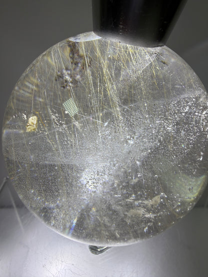 Rutile Quartz Sphere. 68mm. Rare Rutilated Quartz With Lodolite And Pyrite Inclusions. Amazing Display Sphere.