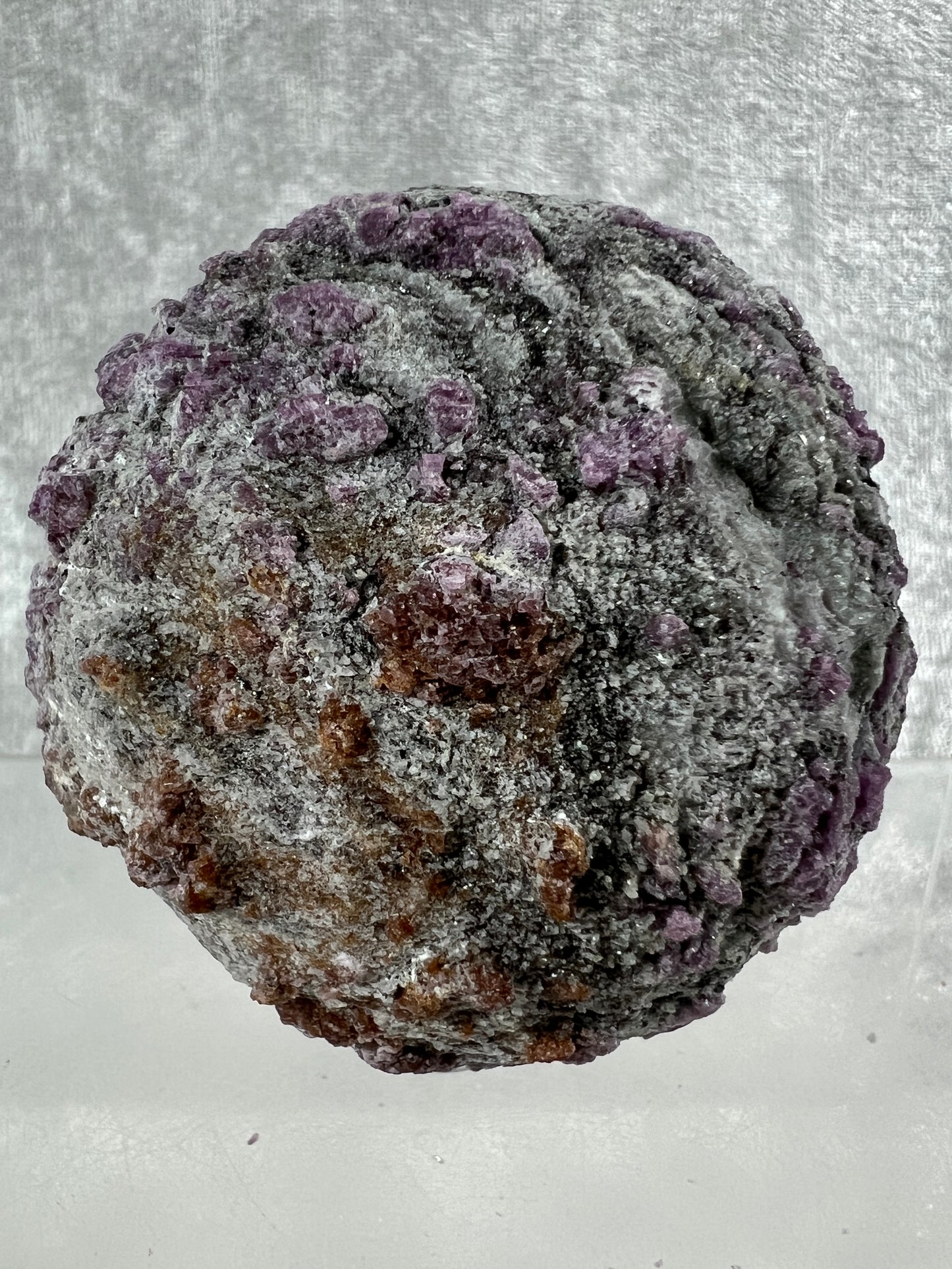 Plum Blossom Tourmaline Raw Sphere. 64mm. Very Unique and Eye Catching. One Of A Kind Display Sphere.