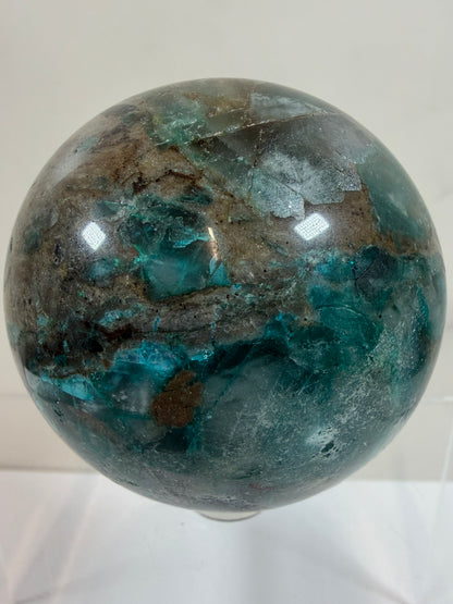 Chrysocolla And Quartz Sphere. 62mm. Gorgeous Shades Of Blue And Green. Amazing Rare Sphere From Laos.