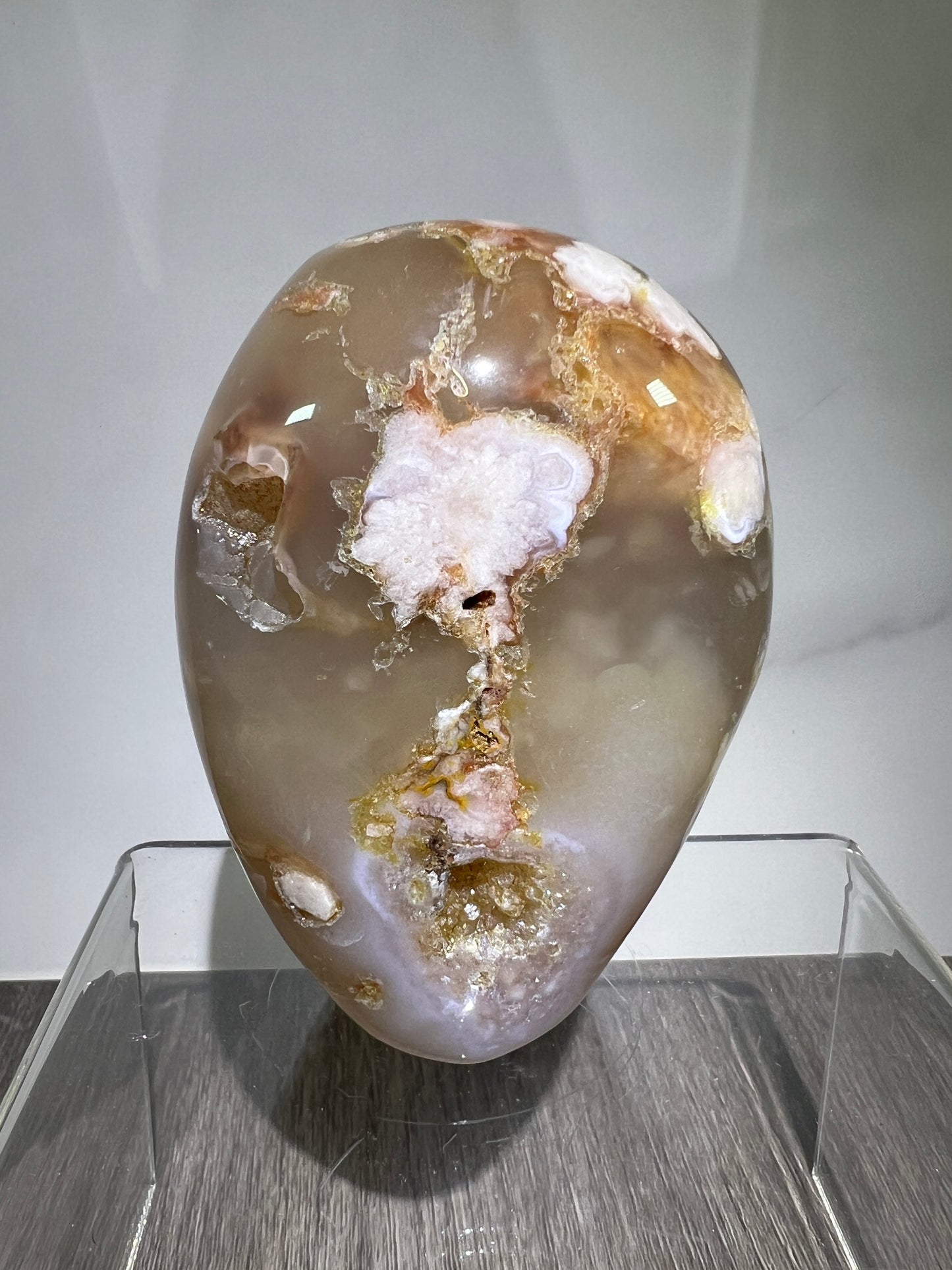 Flower Agate Freeform. Stunning Botryoidal Druzy. Very Unique Display Crystal.