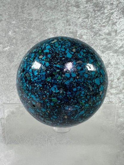 Chrysocolla Conglomerate Crystal Sphere. 74mm. Gorgeous Combination Of Rare Minerals. Stunning Colors!